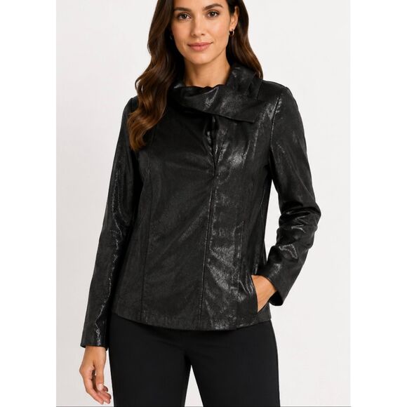 INC International Concepts Jackets & Blazers - INC international concepts faux leather sheen asymmetrical jacket M